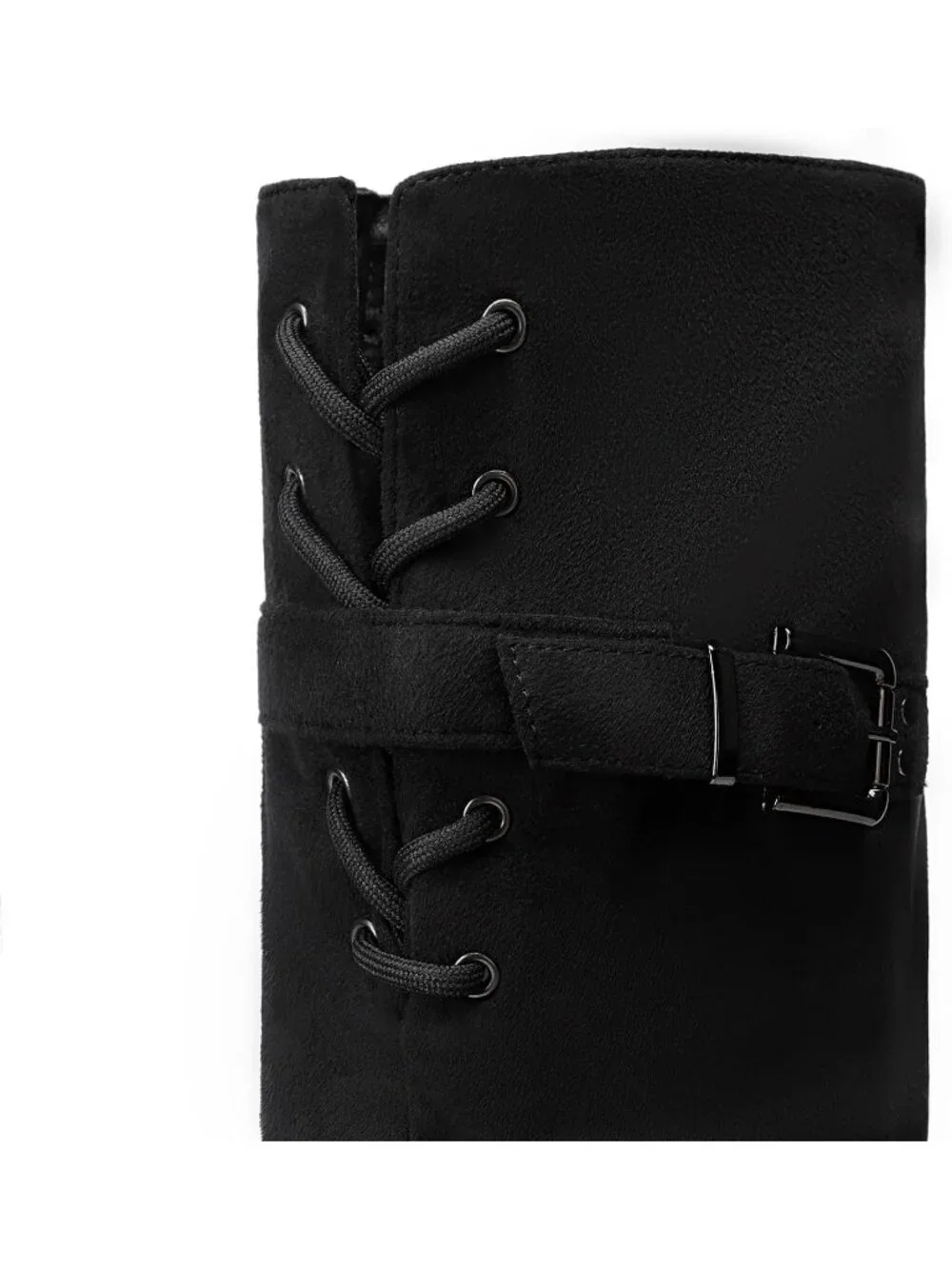 Women's Black Flat Heel Pointed Toe Slouch Over The Knee Thigh High Boots